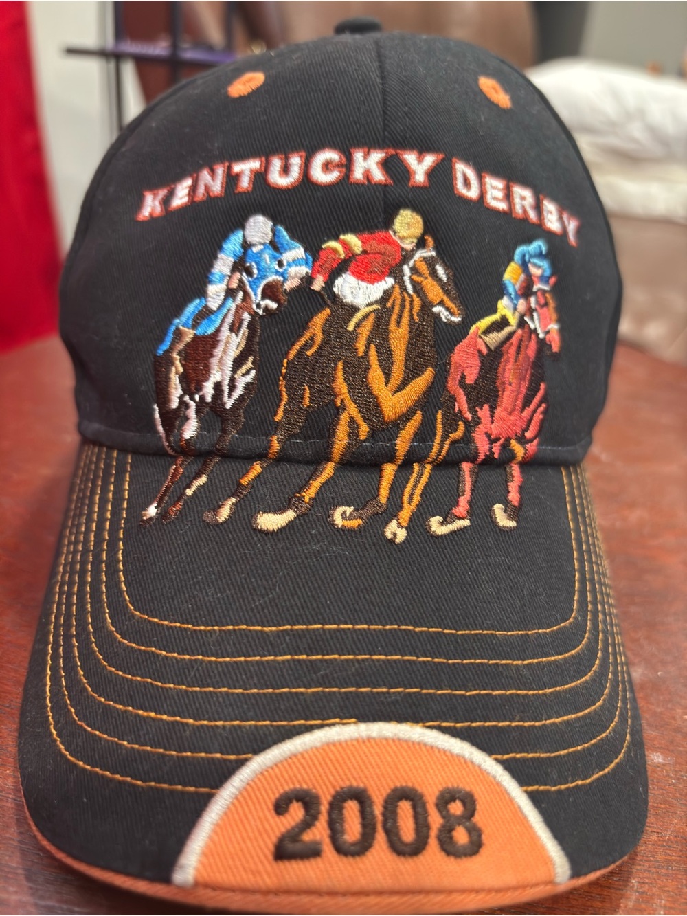 Kentucky Derby 2008 Churchill Downs Adjustable Strapback Hat Black Embroidered